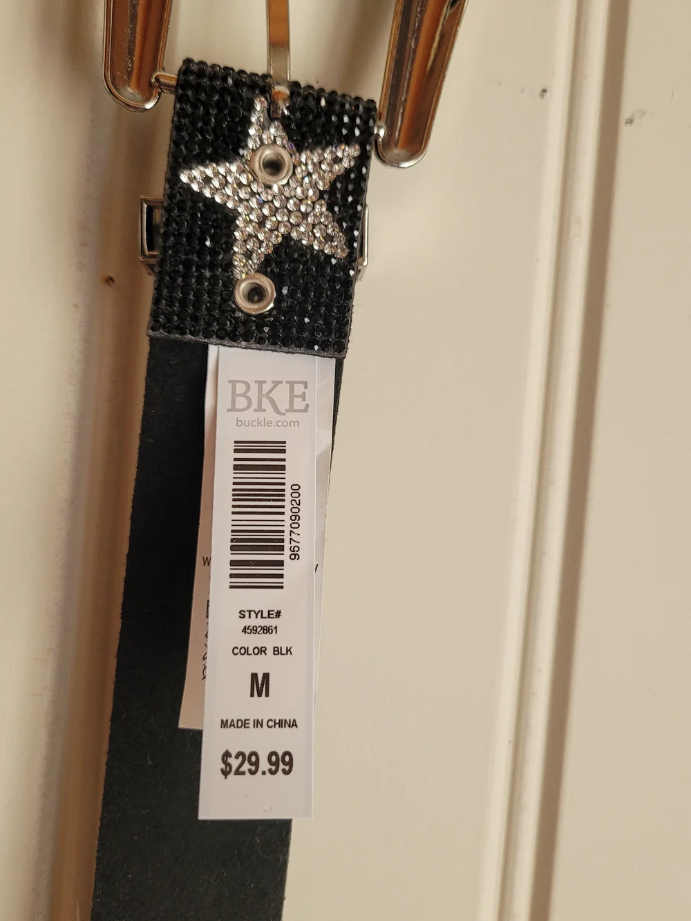 BKE Black Star-Studded Rhinestone Soft Belt M
